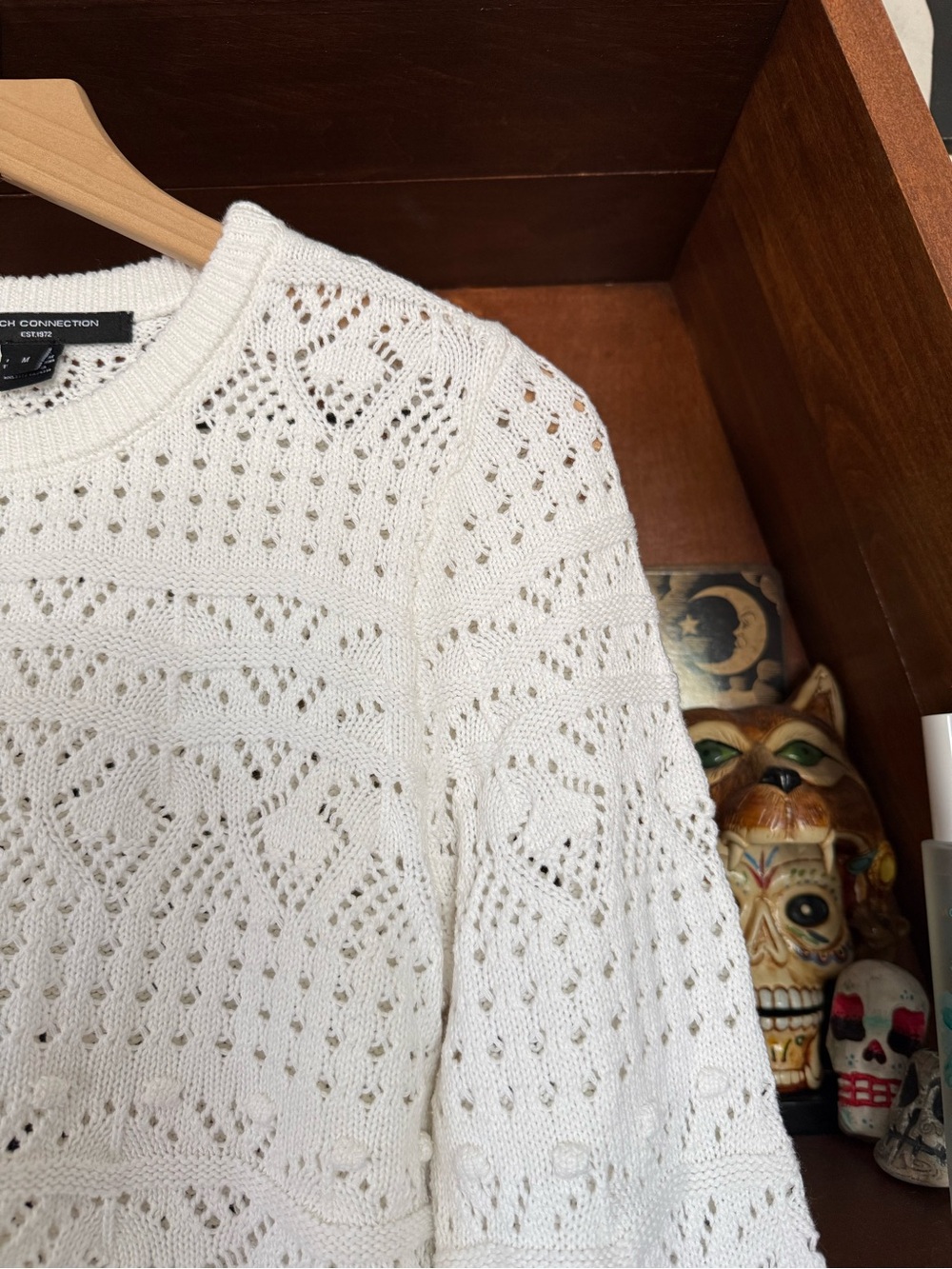 French Connection - Crew Neck Long Sleeve Crochet Bobble Knit Jumper - Medium - Picture 4 of 7